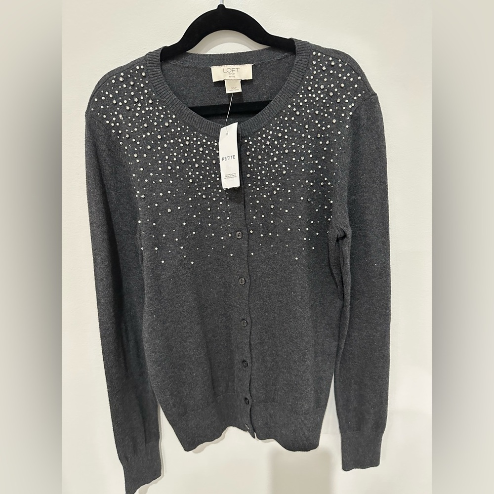 LOFT XSP Gray Cardigan Sweater NWT